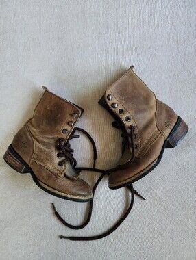 Cowboy Style Brown Leather Lace-Up Ankle Boots Made In Mexico